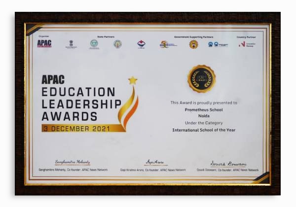 APAC Education Leadership Awards certificate