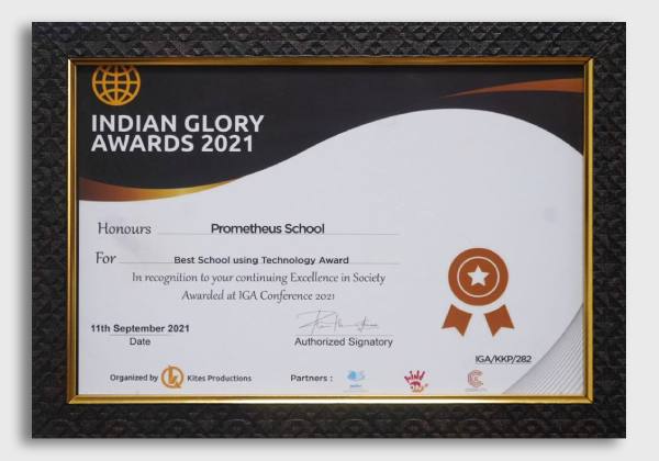 Using Technology by Indian Glory Awards certificate
