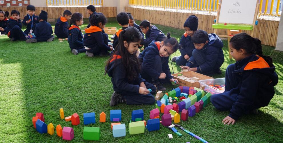 At Prometheus School, students engage in collaborative efforts, harnessing their creativity to construct innovative structures using blocks