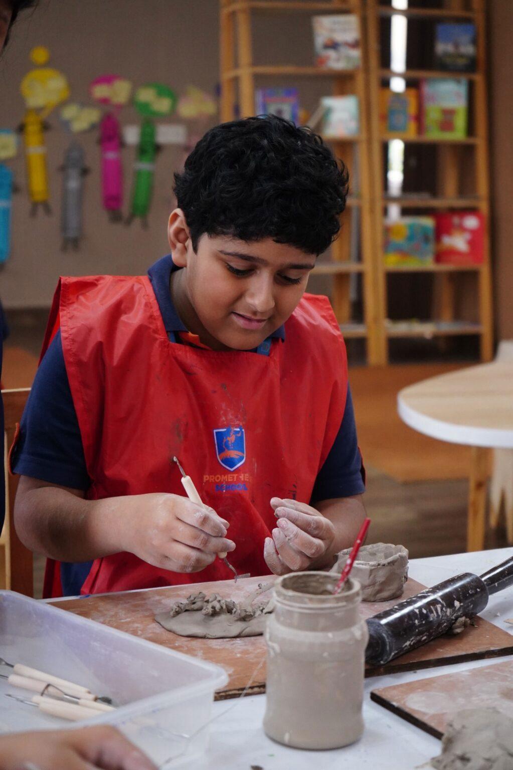 Primary students at Prometheus School are experimenting with various art materials and acquiring new skills every day.
