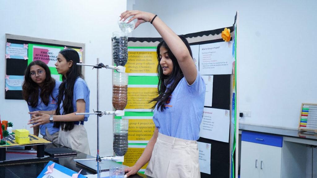 Prometheus School students working on sustainable water purification idea