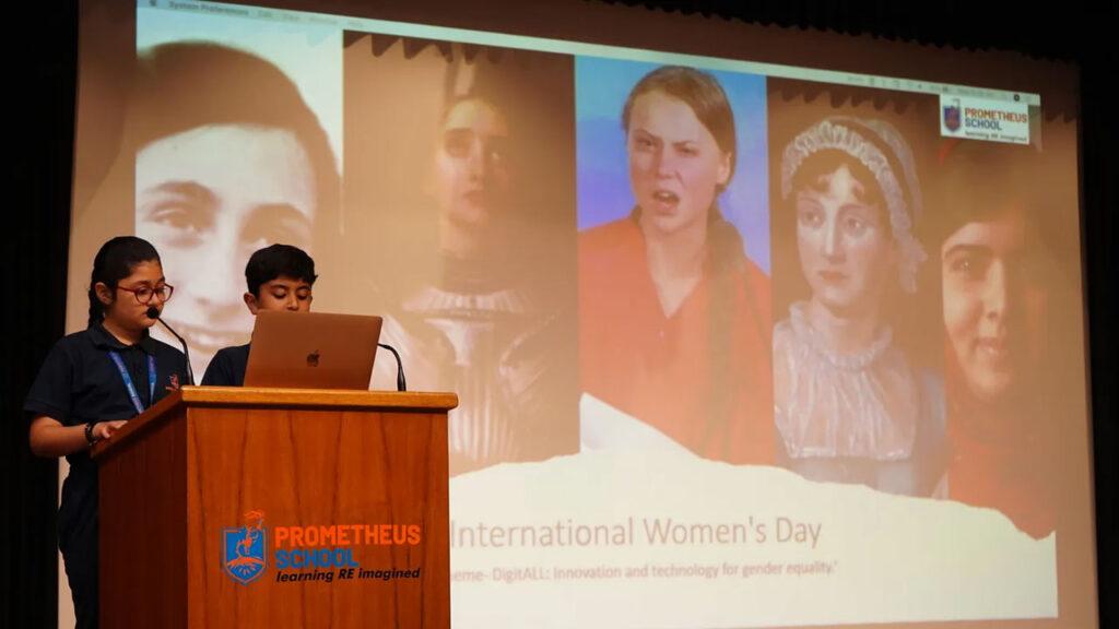 Prometheus students expressing their views on International Women’s Day and the significant role of women in the world