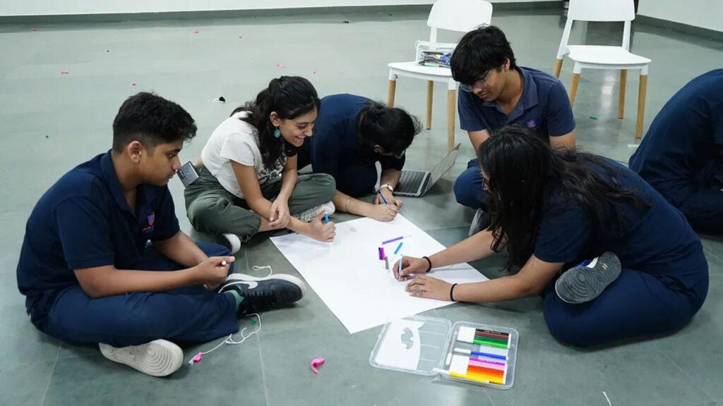 Prometheus School secondary students engaged in a design thinking bootcamp to boost their critical thinking skills while working on a project.