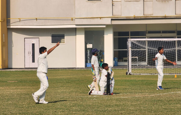Fielder’s appeal- Prometheus school fielders energetically appeal for a wicket, hoping to secure a crucial breakthrough